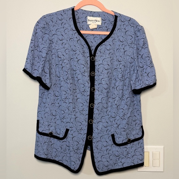 Danny & Nicole Tops - Danny & Nicole Blue Swirl Pattern Top